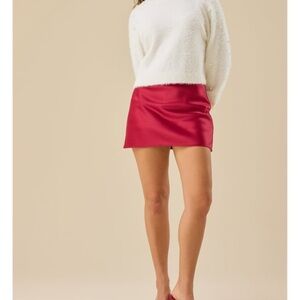 Altar’d State Red Satin Mini Skirt